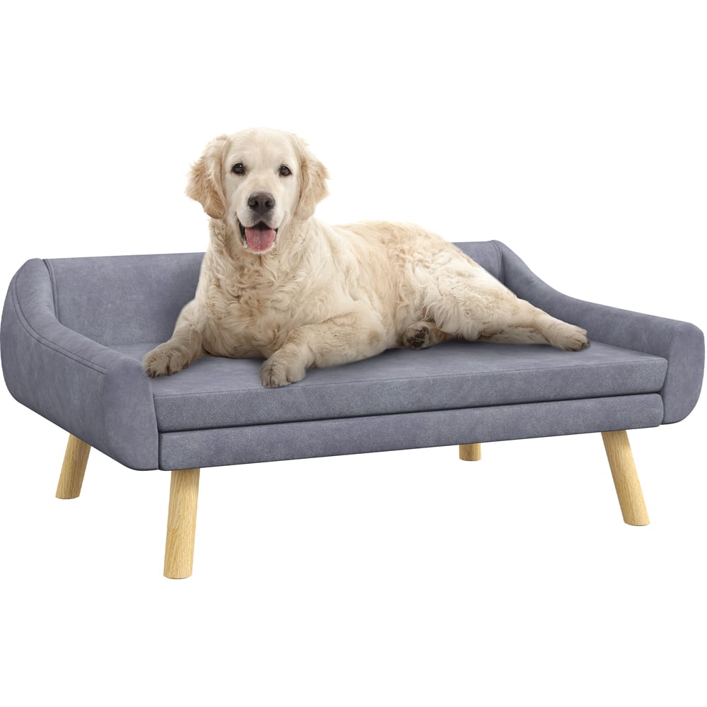 PawHut Grey Dog Sofa Bed with Wooden Frame Image 7