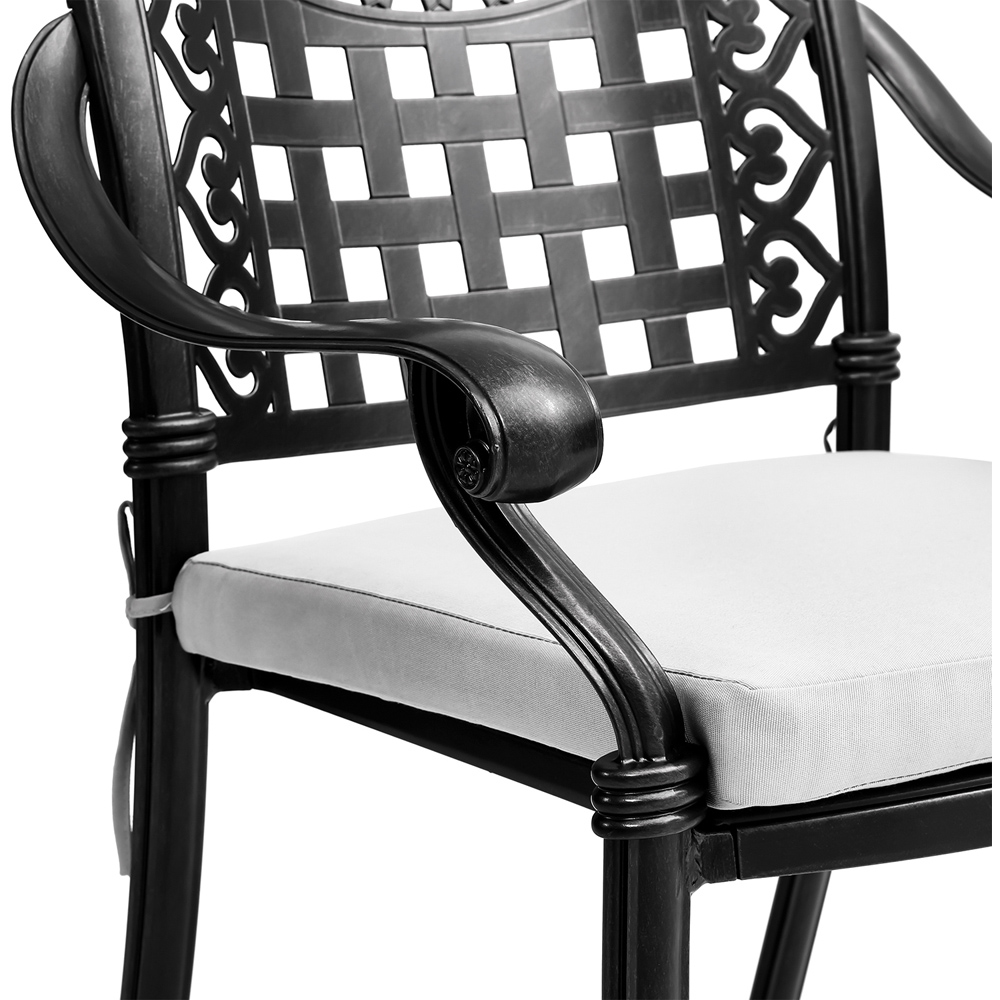 Living and Home 2 Seater Black Cast Aluminium Bistro Set Image 4