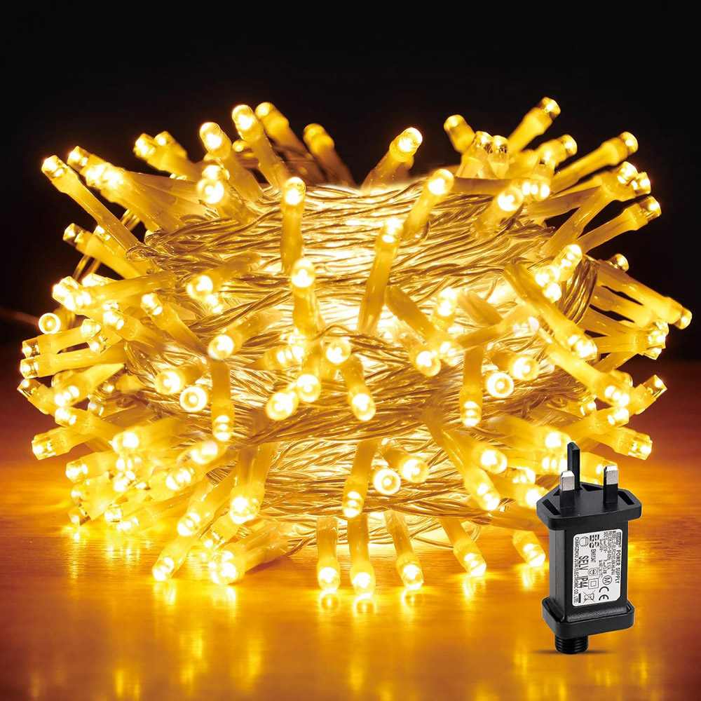 Shatchi 400 Warm White LED Multifunction Clear Cable Outdoor String Fairy Light 40m Wilko