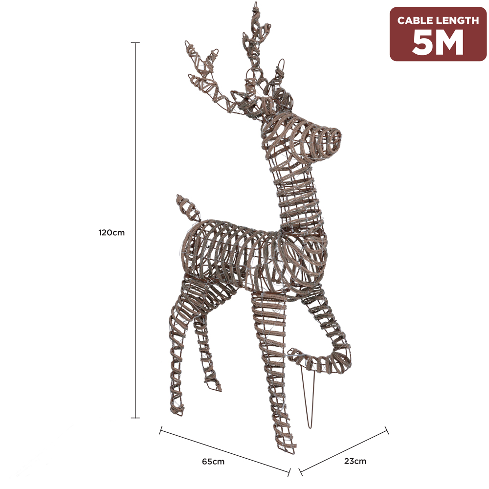 Charles Bentley Large Rattan Light Up Reindeer Christmas Decoration 120cm Image 9