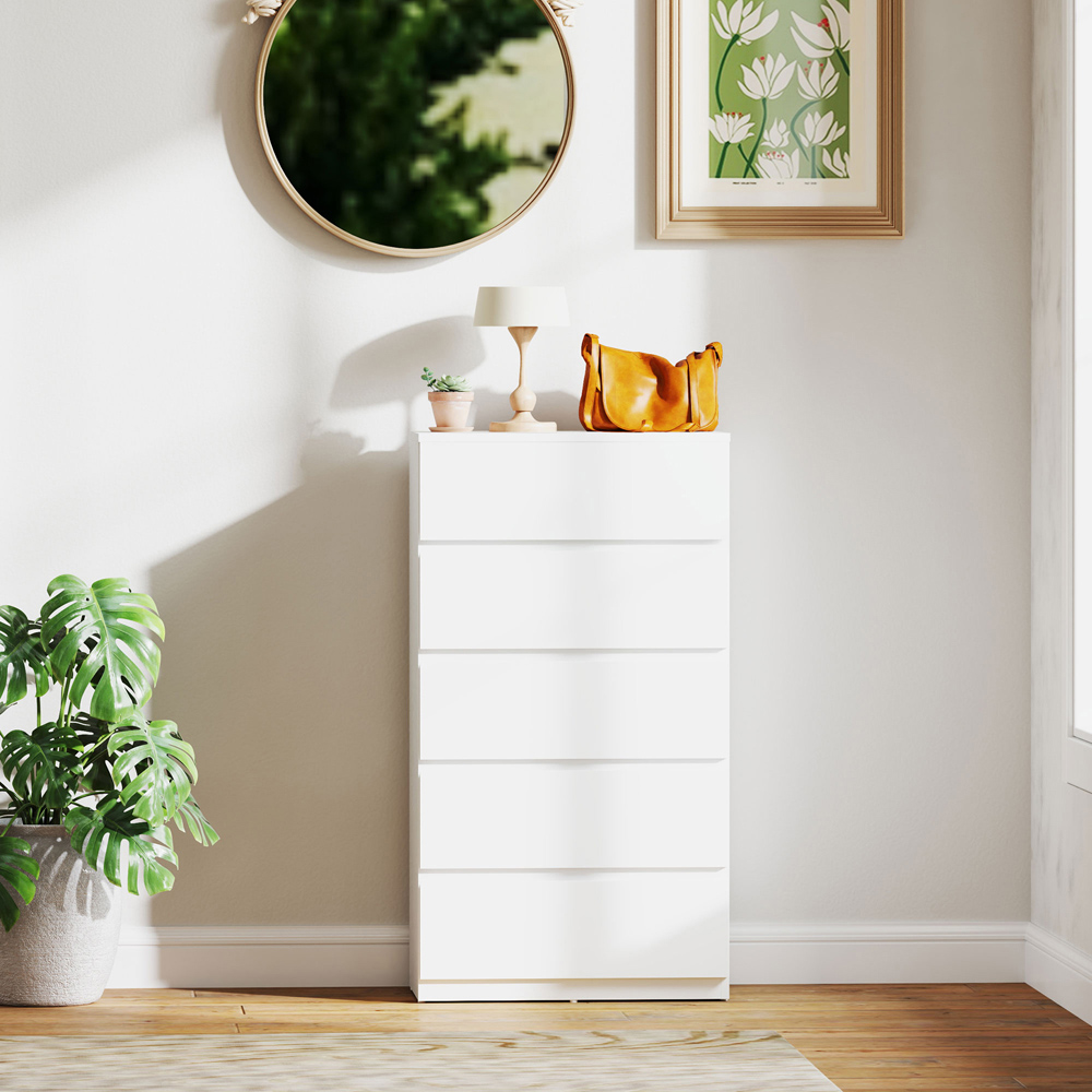 Portland 5 Drawer White Chest of Drawers Image 5