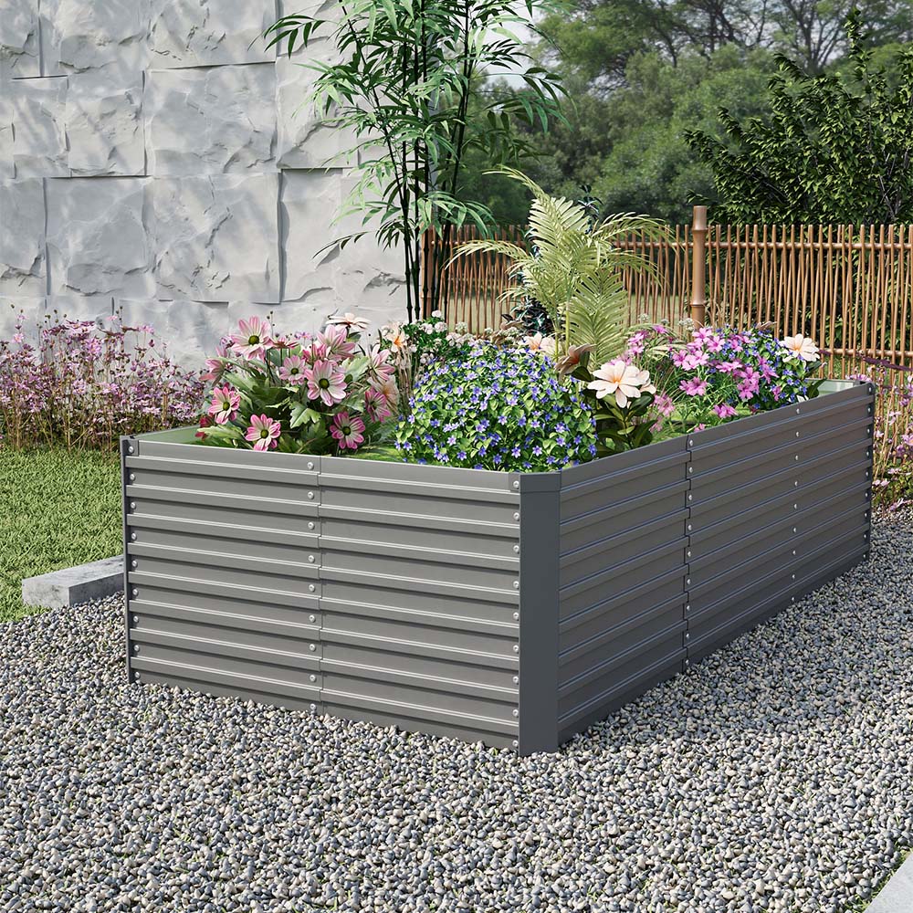Living and Home Grey Large Rectangular Galvanised Steel Raised Garden Bed 240 x 120cm Image 2