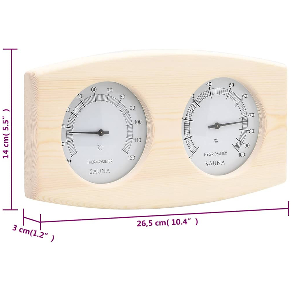 Walplus 2-in-1 Solid Pine Wood Sauna Hygrothermograph and Sand Timer Set Image 9
