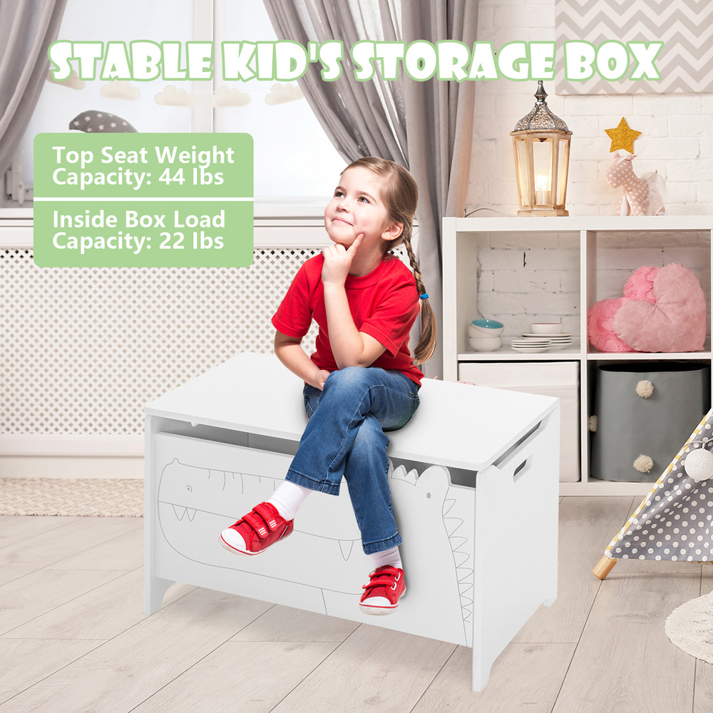 Costway 2 in 1 White Kids Storage Chest with Flip Up Lid Image 6