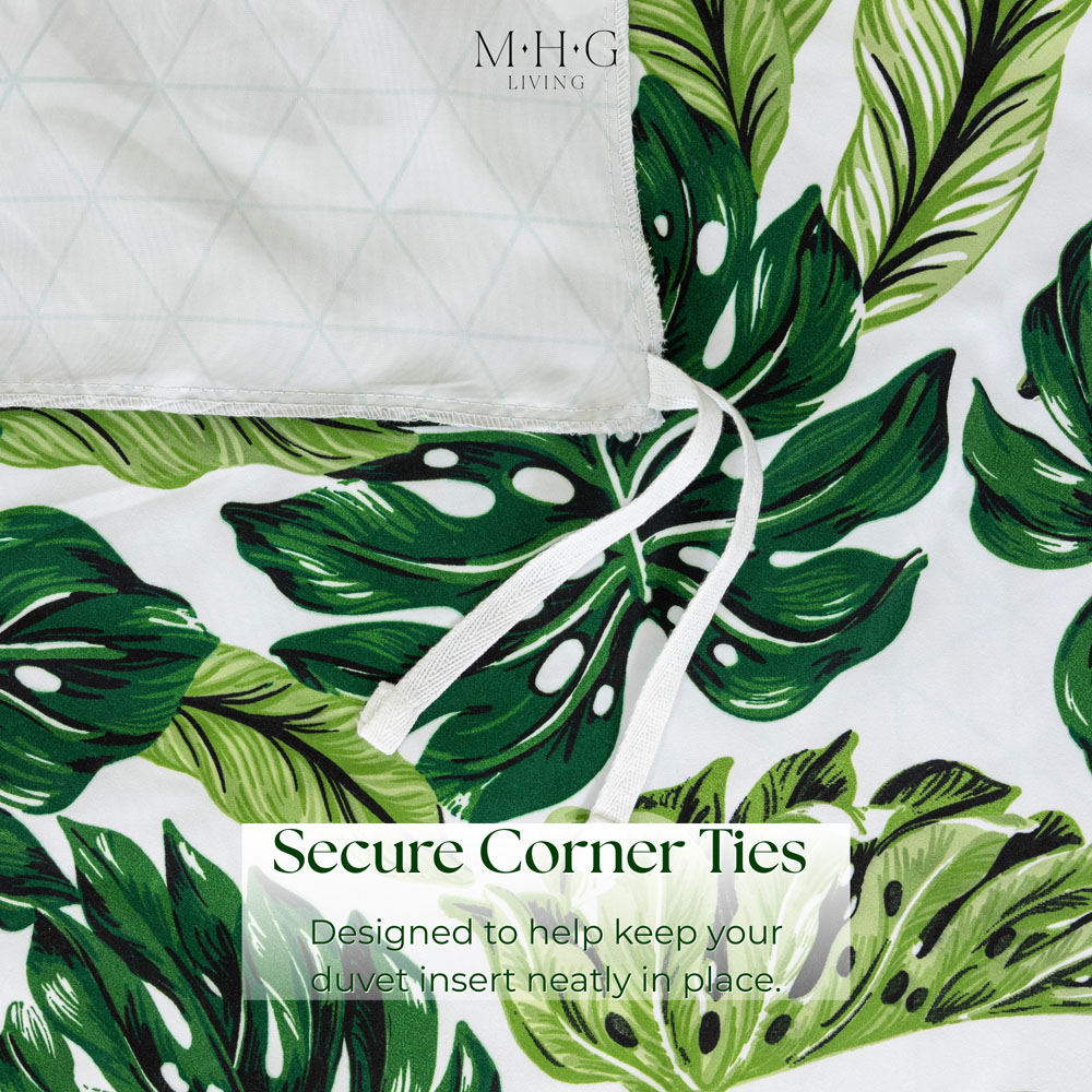 MHG Living Single Verdant Heaven Green Tropical Leaf Reversible Duvet Cover Set Image 6