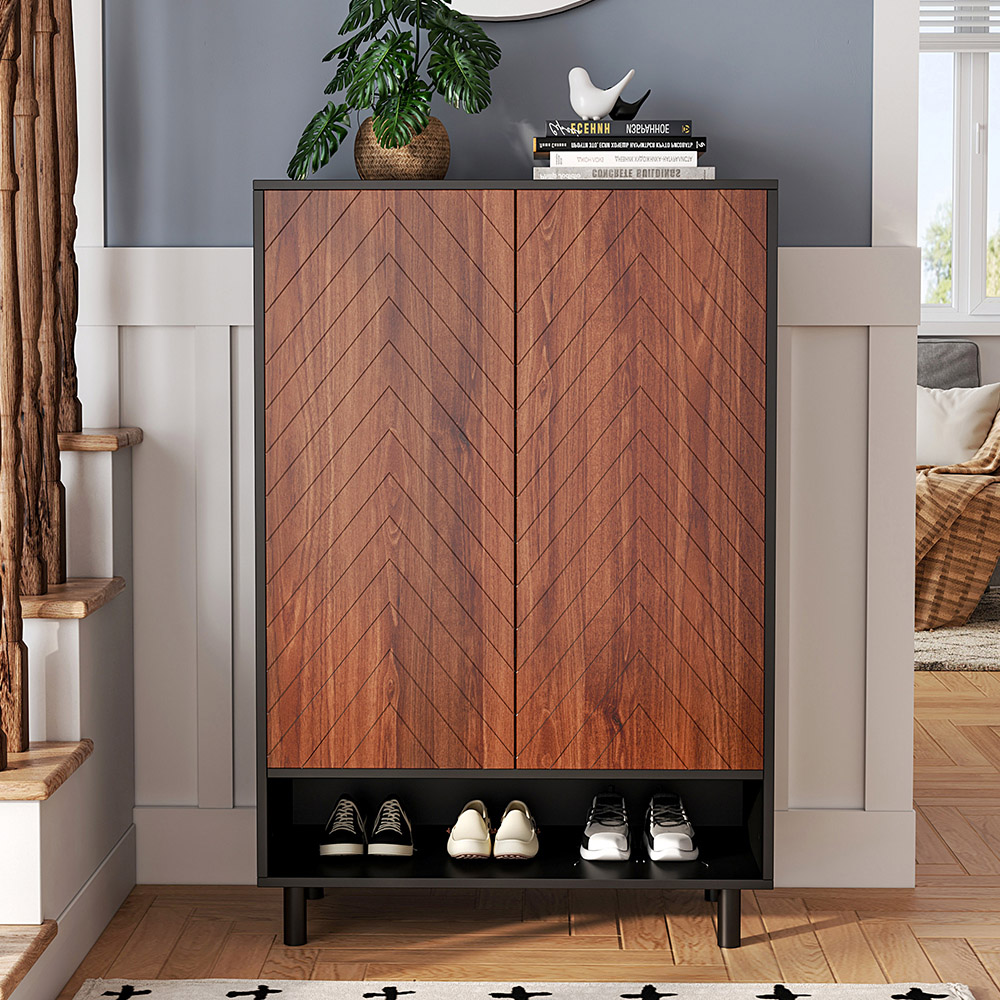 Living and Home 6 Shelf Black Shoe Cabinet Image 8