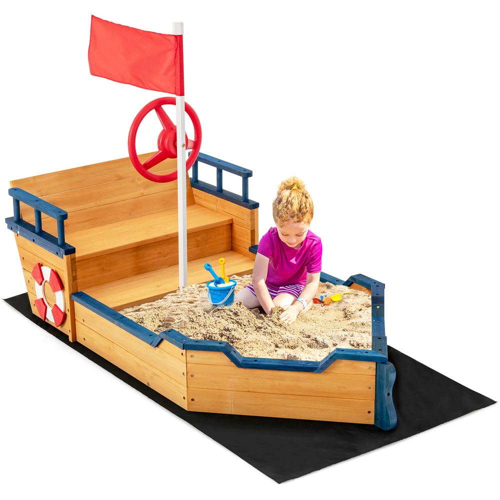 Costway Wooden Pirate Sandboat Image 3