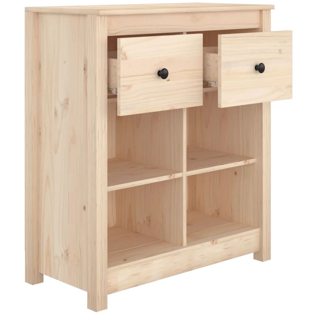 vidaXL 2 Drawer 4 Shelf Natural Pine Wood Sideboard Image 5