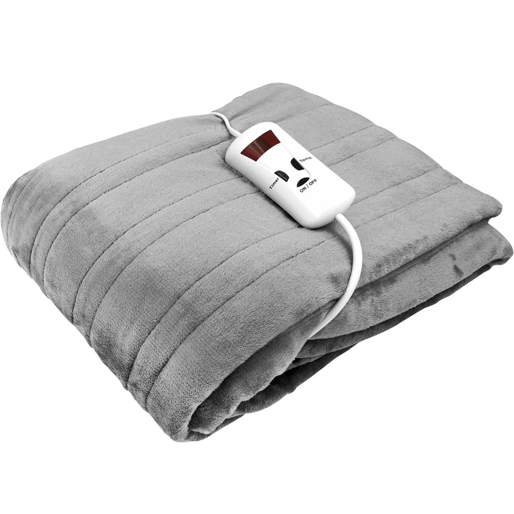 Bauer Luxury Grey Soft Touch Heated Throw 120 x 160cm Image 1