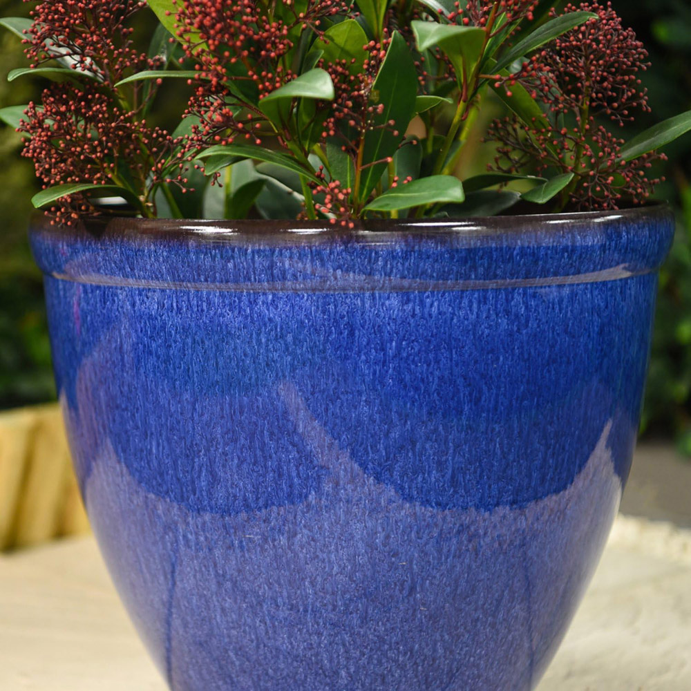 Garden Gear Ocean Blue Bell Glazed Planter 39.5cm 2 Pack Image 3