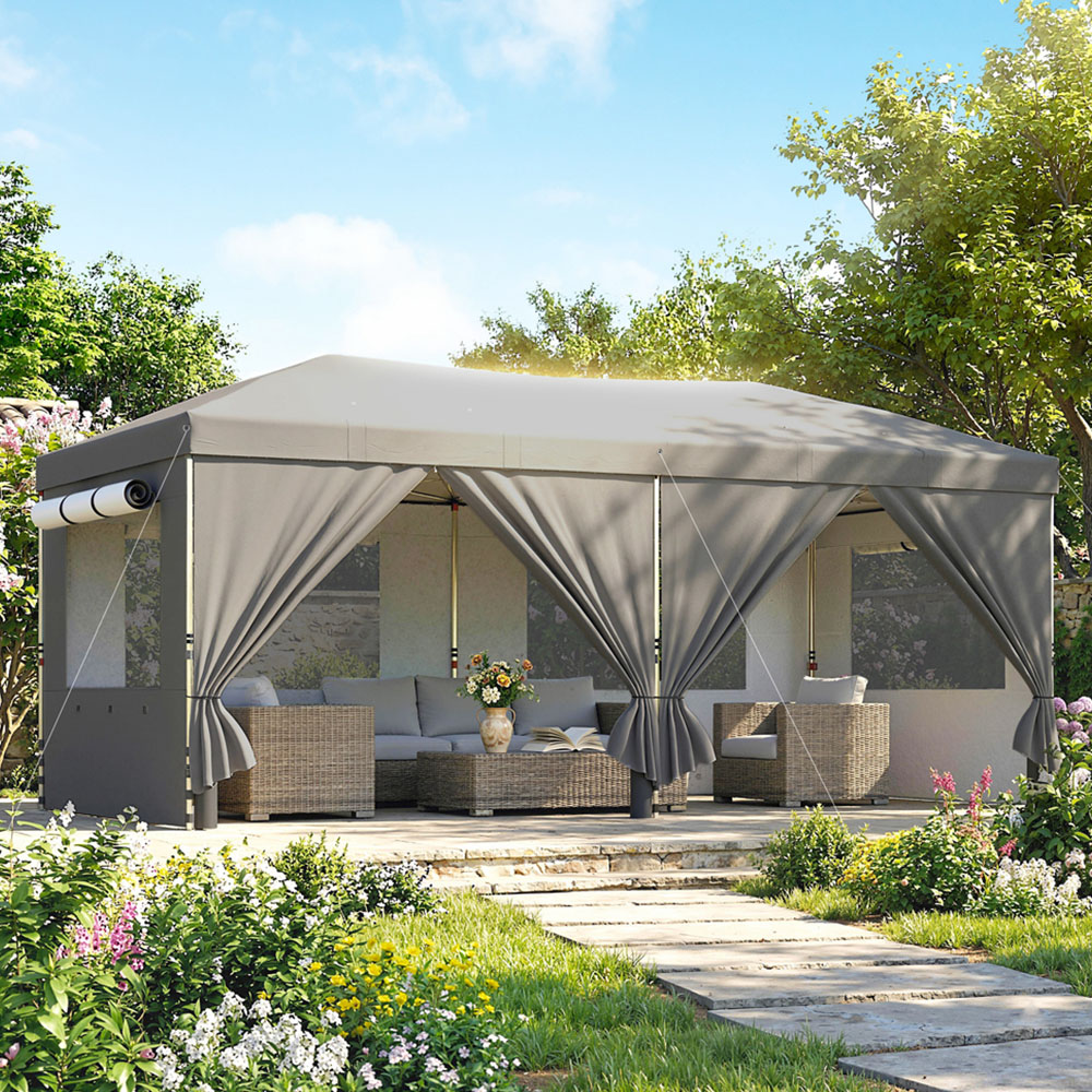 Outsunny 3 x 6m Dark Grey Pop Up Gazebo Image 1