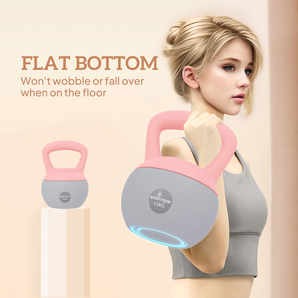 SPORTNOW Pink and Grey Kettlebell with Soft Body and Non-Slip Handle 12kg Image 6