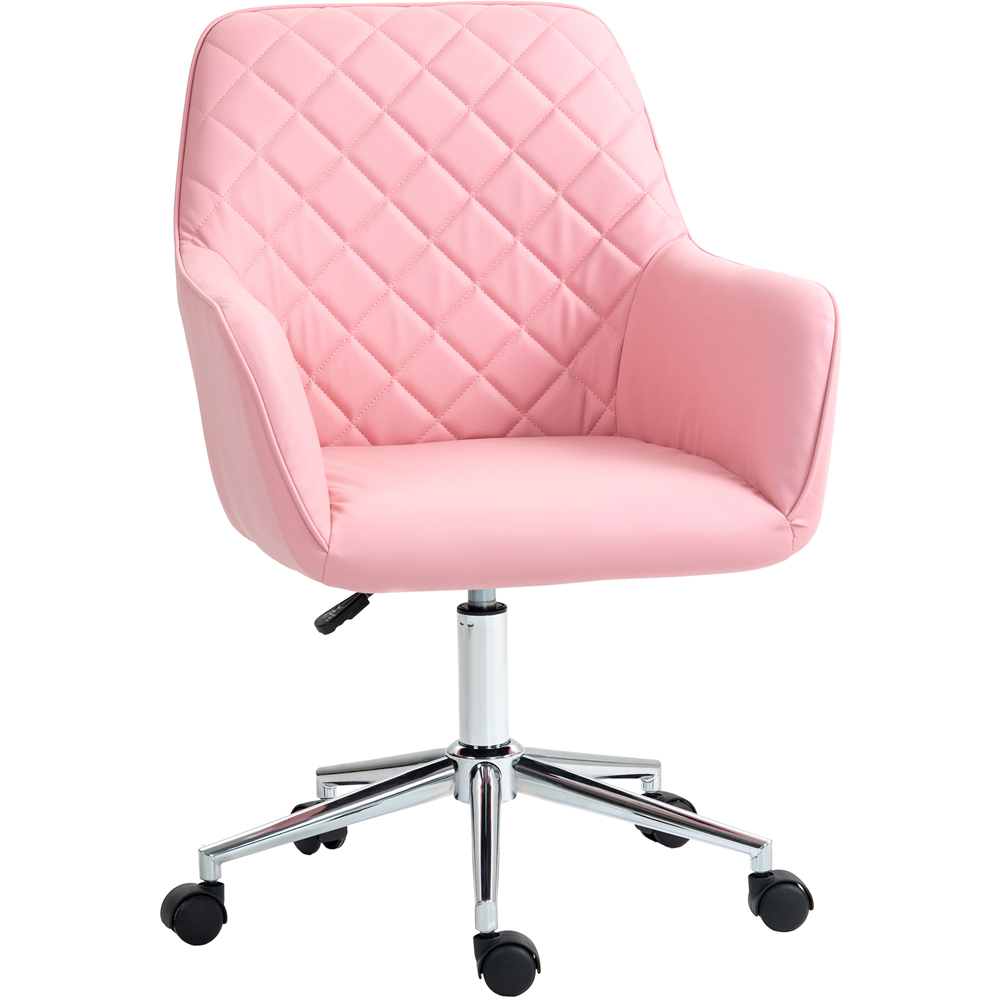 Portland Pink Leather-Feel Fabric Swivel Office Chair with Armrests Image 2