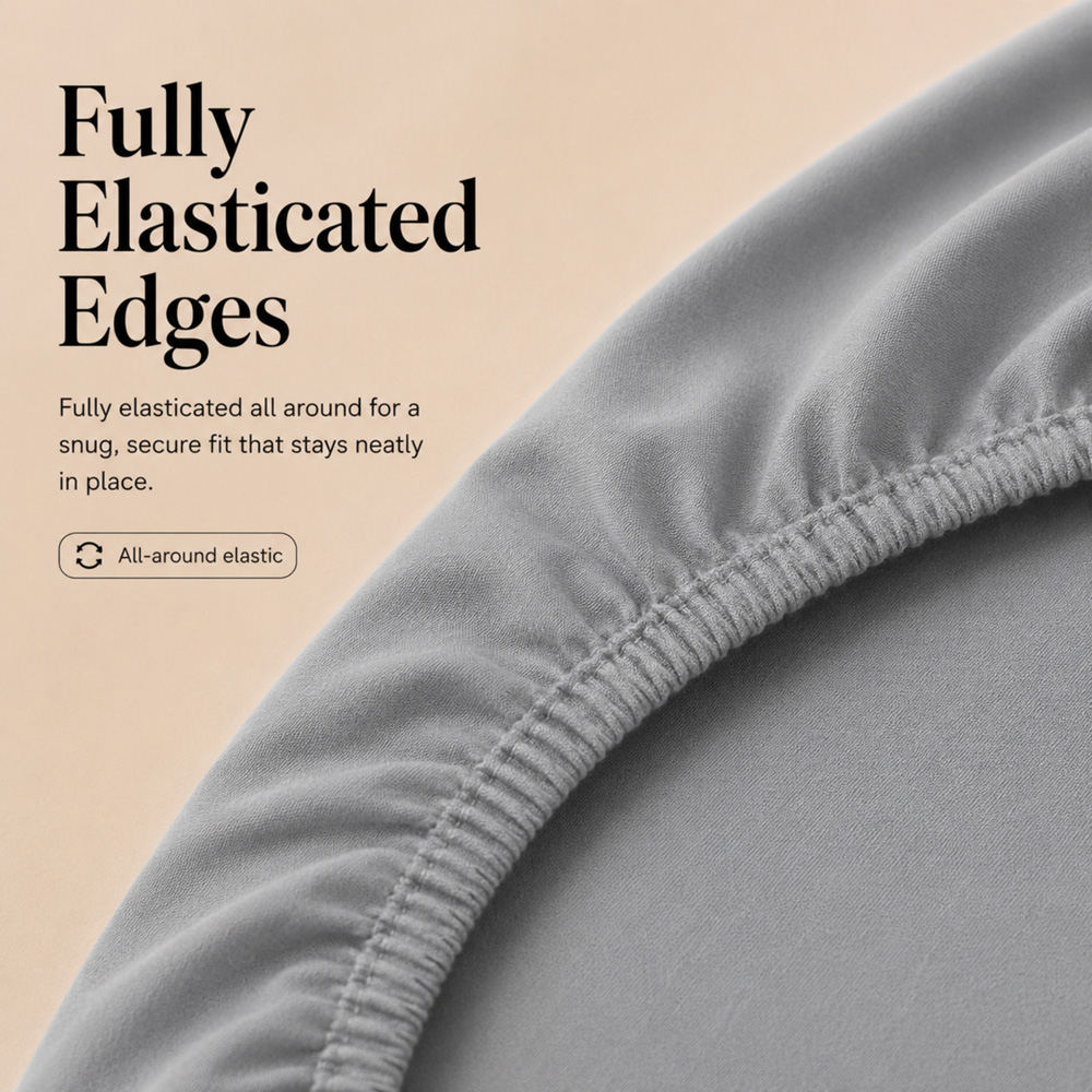 MHG Living Double Grey 30cm Deep Pocket Fitted Sheet with 2 Pillowcase Image 7