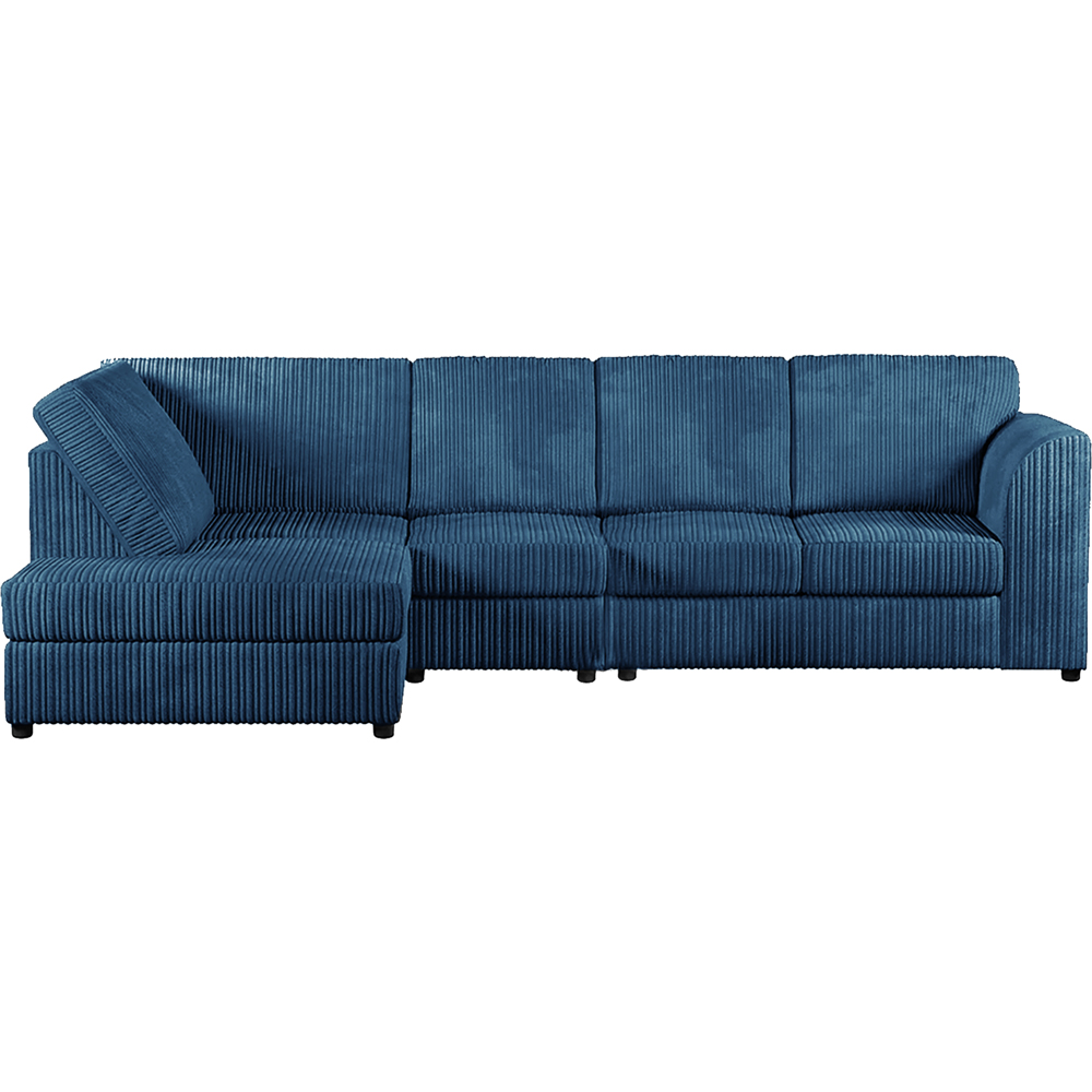 Luxor 4 Seater Marine Blue Jumbo Cord Left Hand Facing Full Back L Shaped Corner Sofa Set Image 2