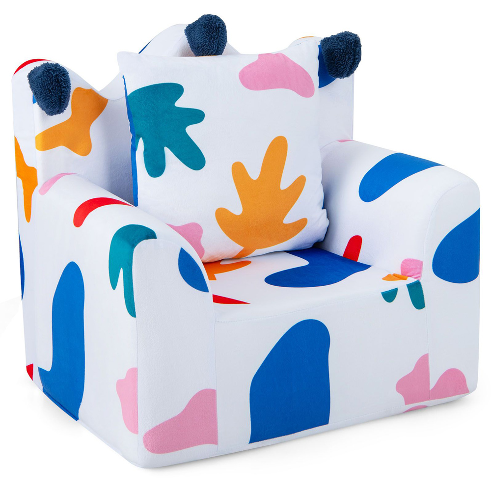 Costway White Kids Armchair with Pillow Image 2