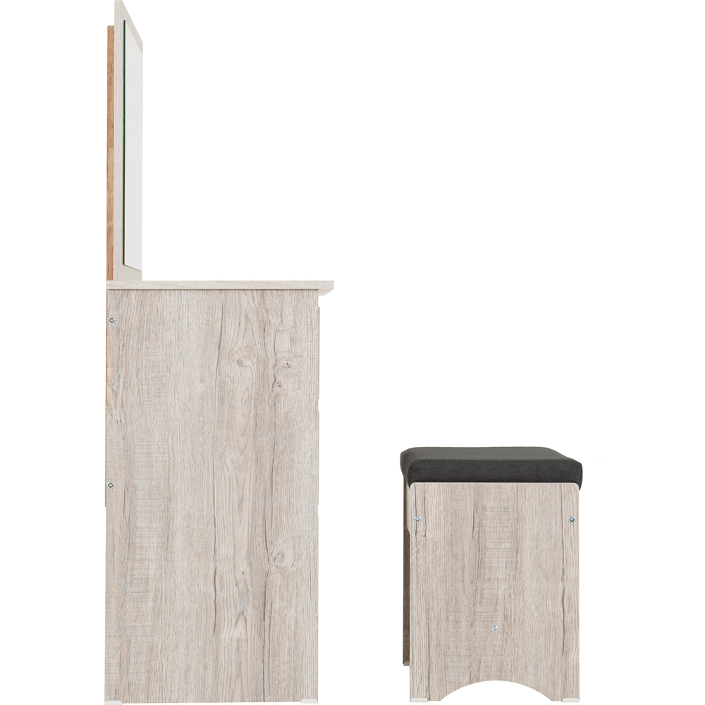 Seconique Malvern 3 Drawer Urban Snow Dressing Table with Steel Fabric Stool Image 3