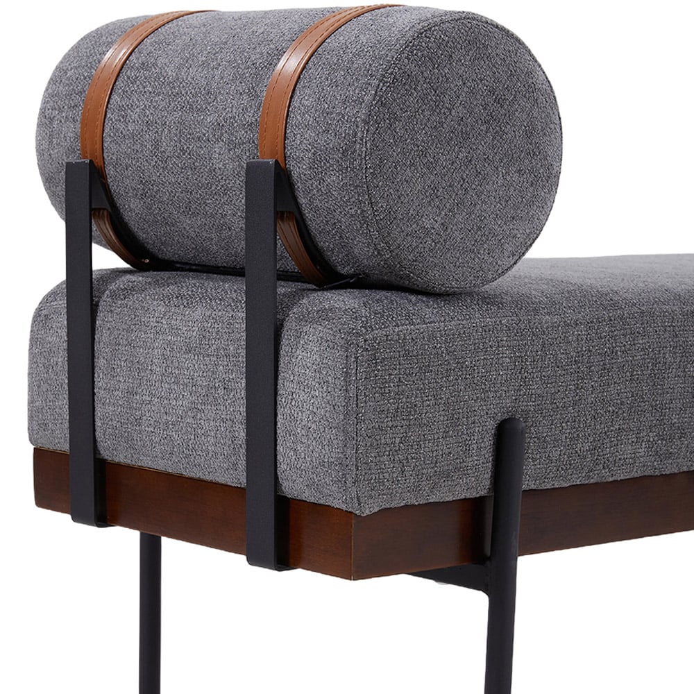 Living and Home 2 Seater Dark Grey Cylindrical Bolster Chaise Lounge Bench Image 8