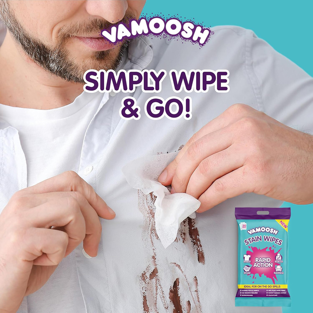 Pack of 20 Vamoosh Rapid Stain Remover Wipes Image 3