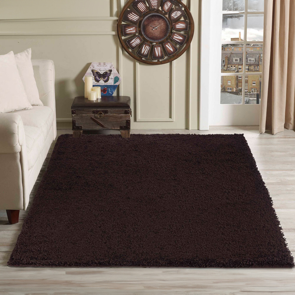 Desire Rugs Oxford Brown Plain Shaggy Rug 160 x 230cm Image 2