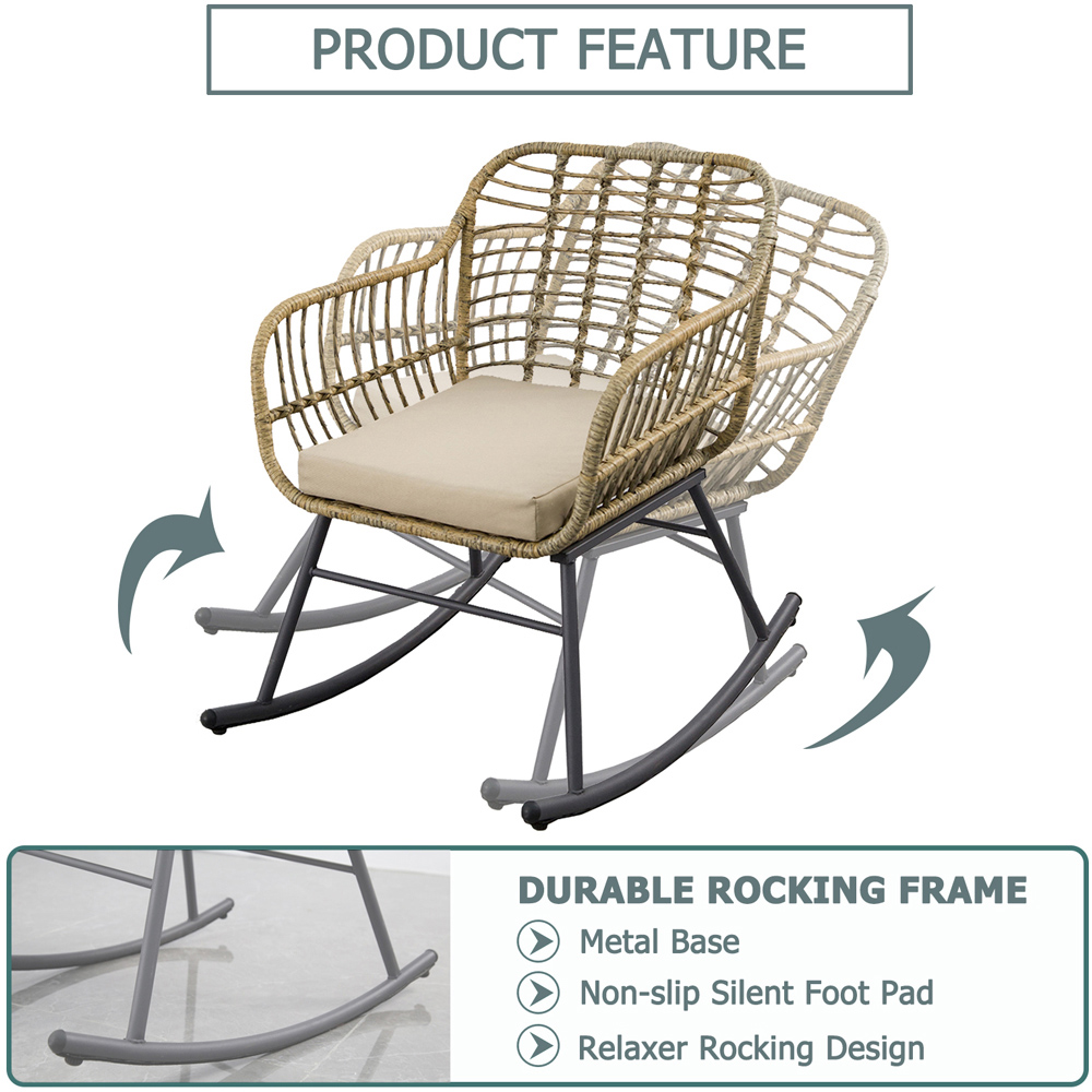Furniture One 2 Seater Rattan Garden Rocking Lounge Set Image 7