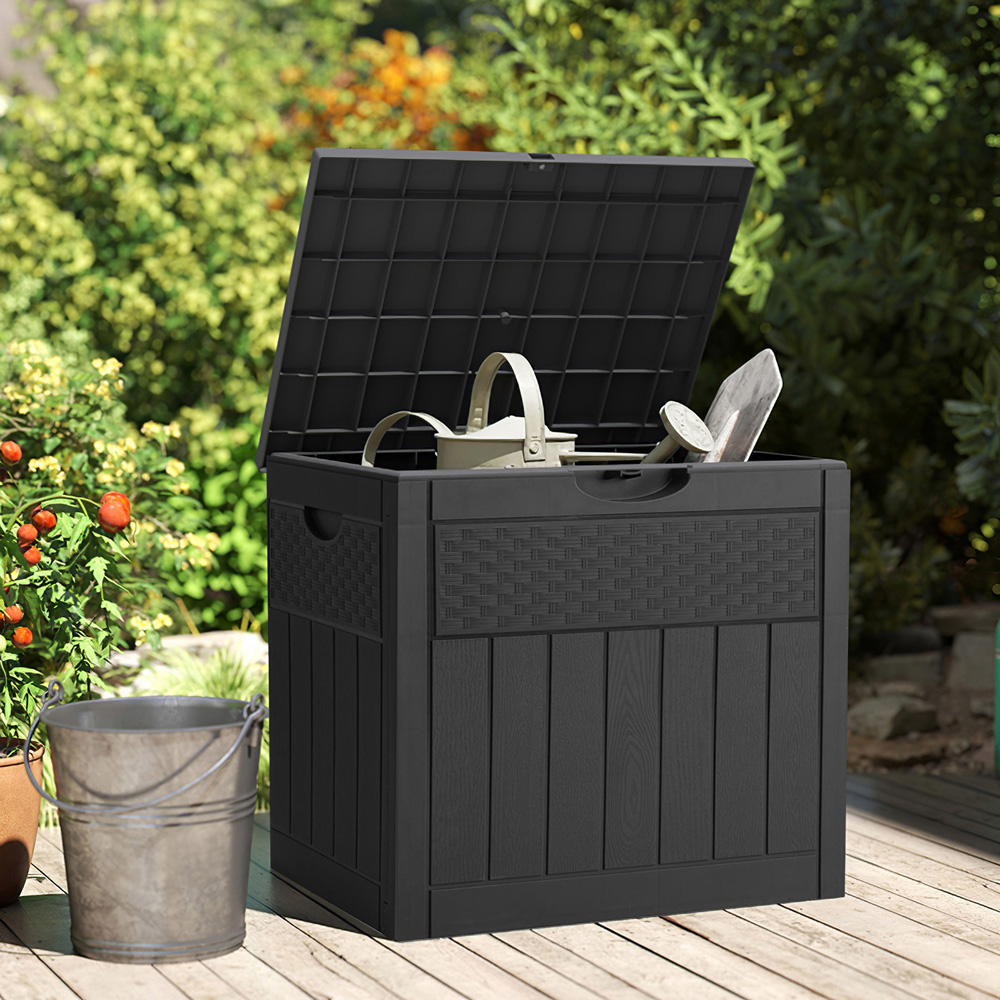 Living and Home Black Waterproof Rattan Texture Storage Box 126L Image 2