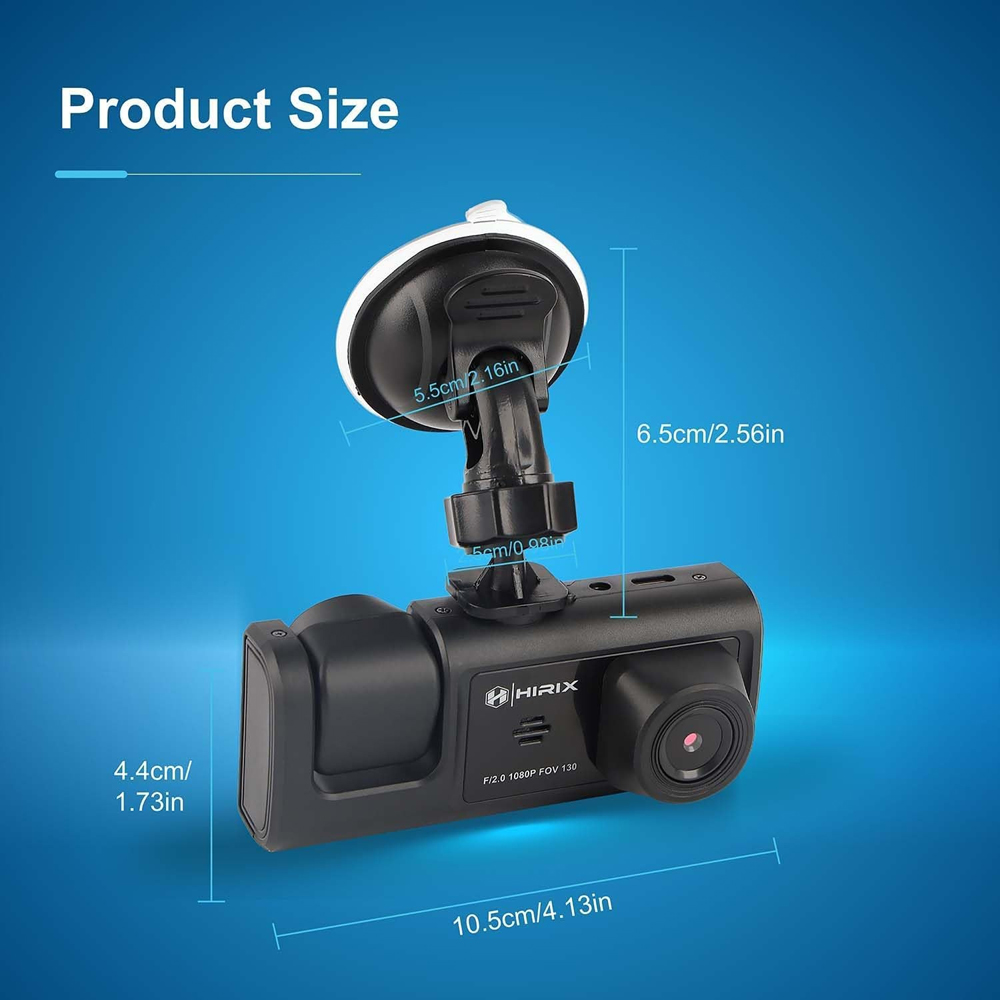 Alivio 1080p Full HD Night Vision Front and Rear Dual Dash Camera with G-sensor Image 9