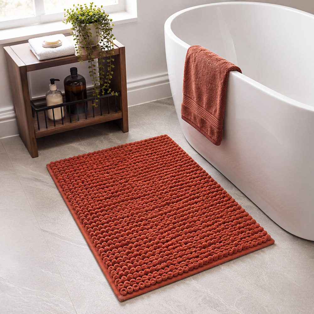 Soft Hand Woven Bath Mat Rustic Orange Image 2