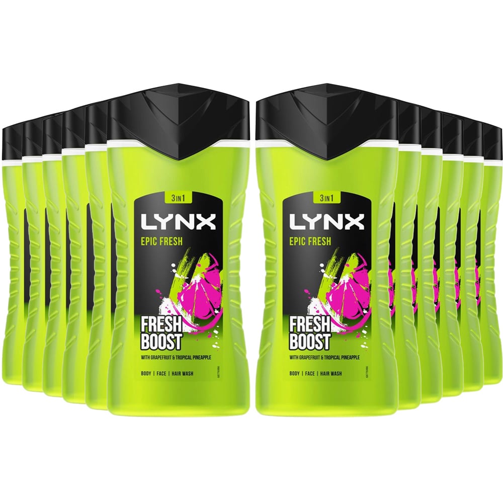 Lynx Epic Fresh Grapefruit and Tropical Pineapple Shower Gel 225ml 12 Pack Image 1