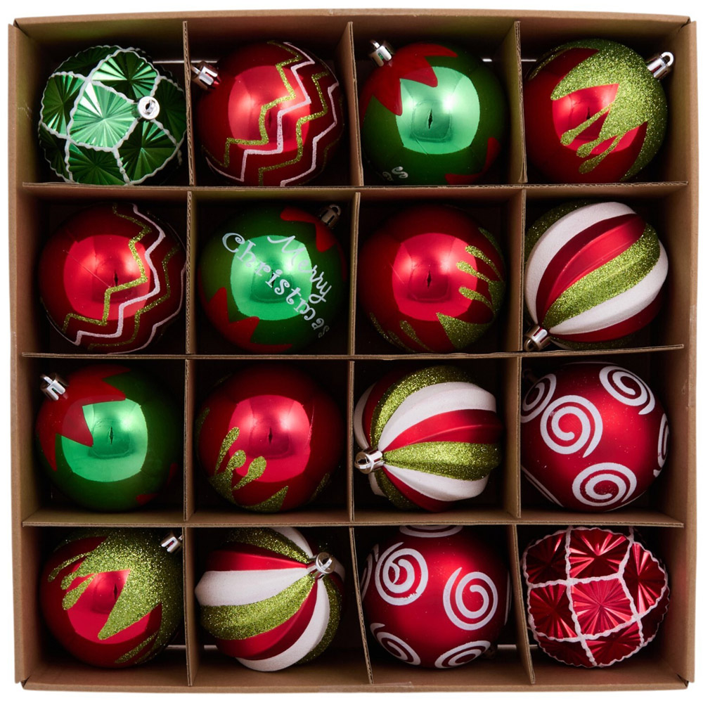 Pack of 16 Candy Cane Carnival Baubles Image 1