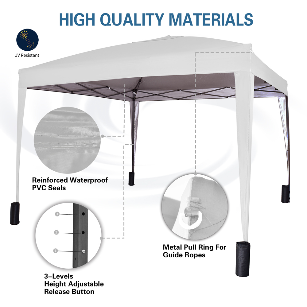 White Pop Up Outdoor Canopy Tent with Removable Sidewalls 3 x 3m Image 5