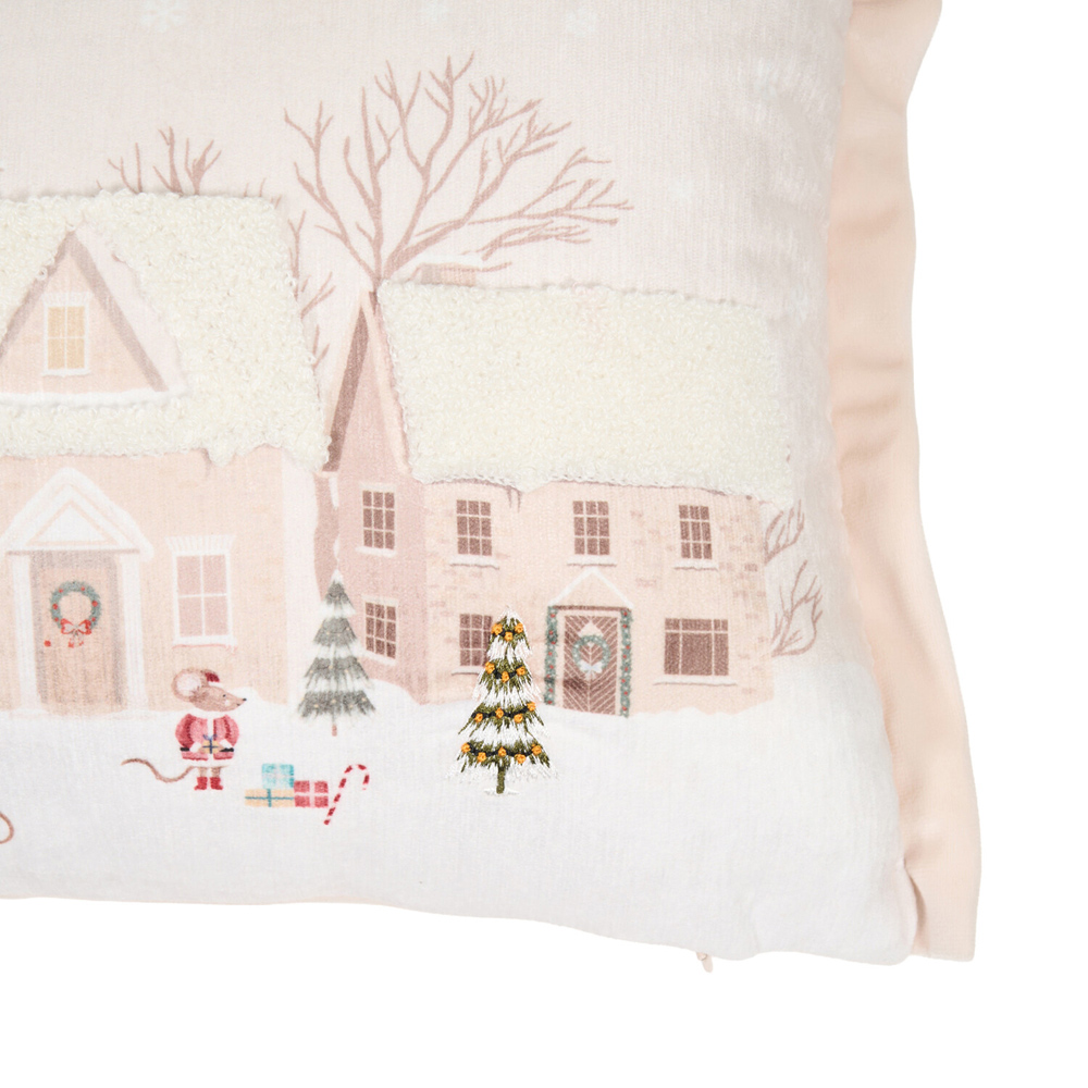 Mouse Winter Village Cushion Natural Image 4