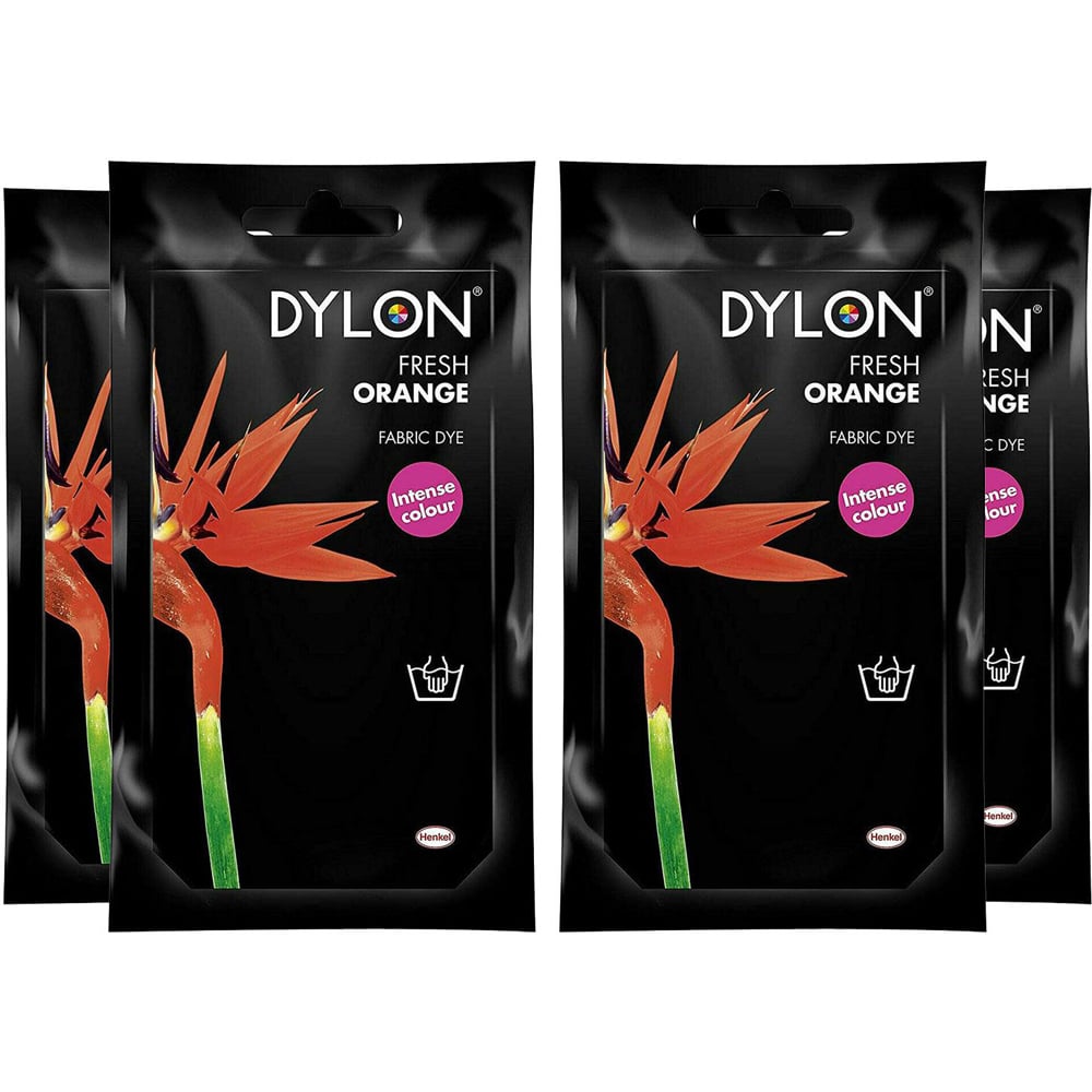Dylon Fresh Orange Hand Fabric Dye Sachet 50g 4 Pack Image 1