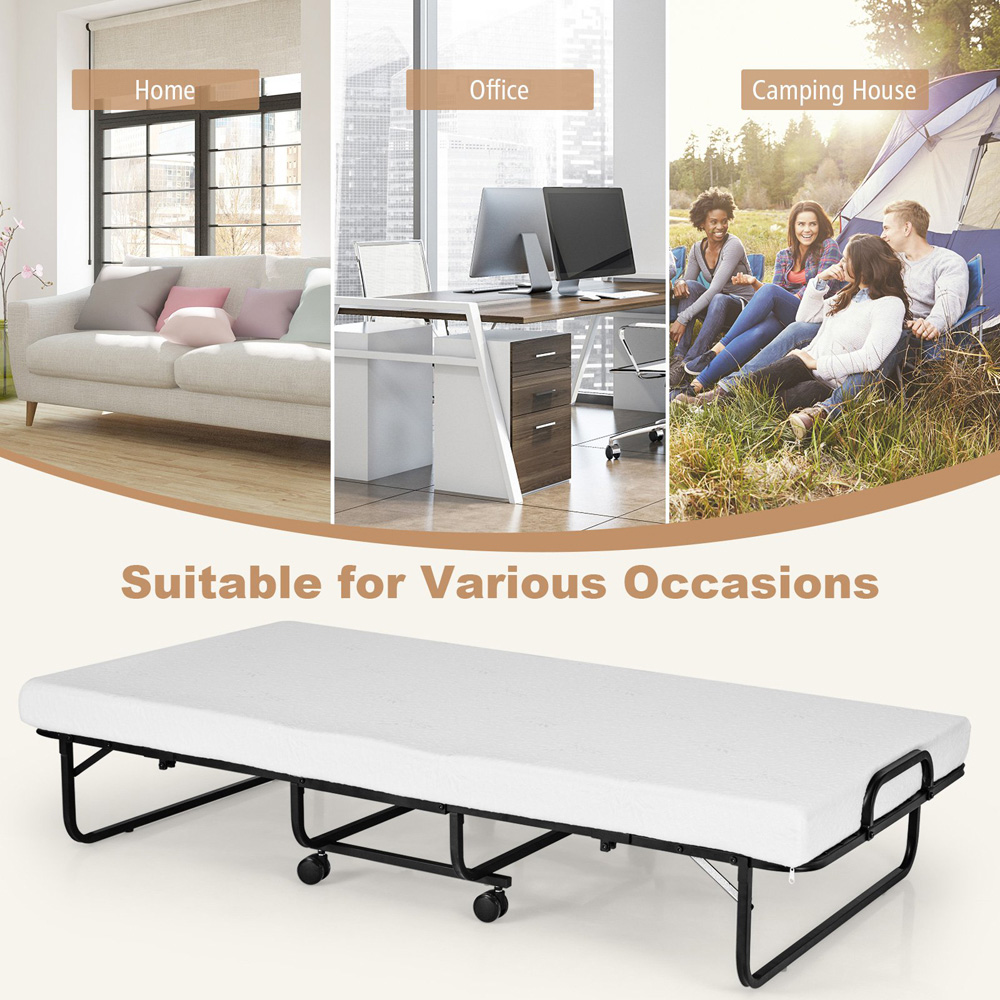Costway Single Black Folding Bed with Mattress  Image 4