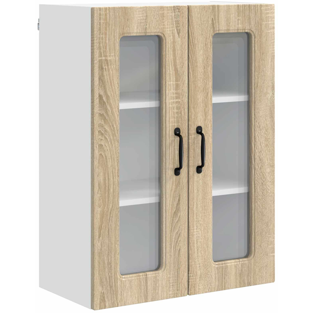 vidaXL 2 Glass Door Sonoma Oak Kitchen Wall Cabinet Image 2