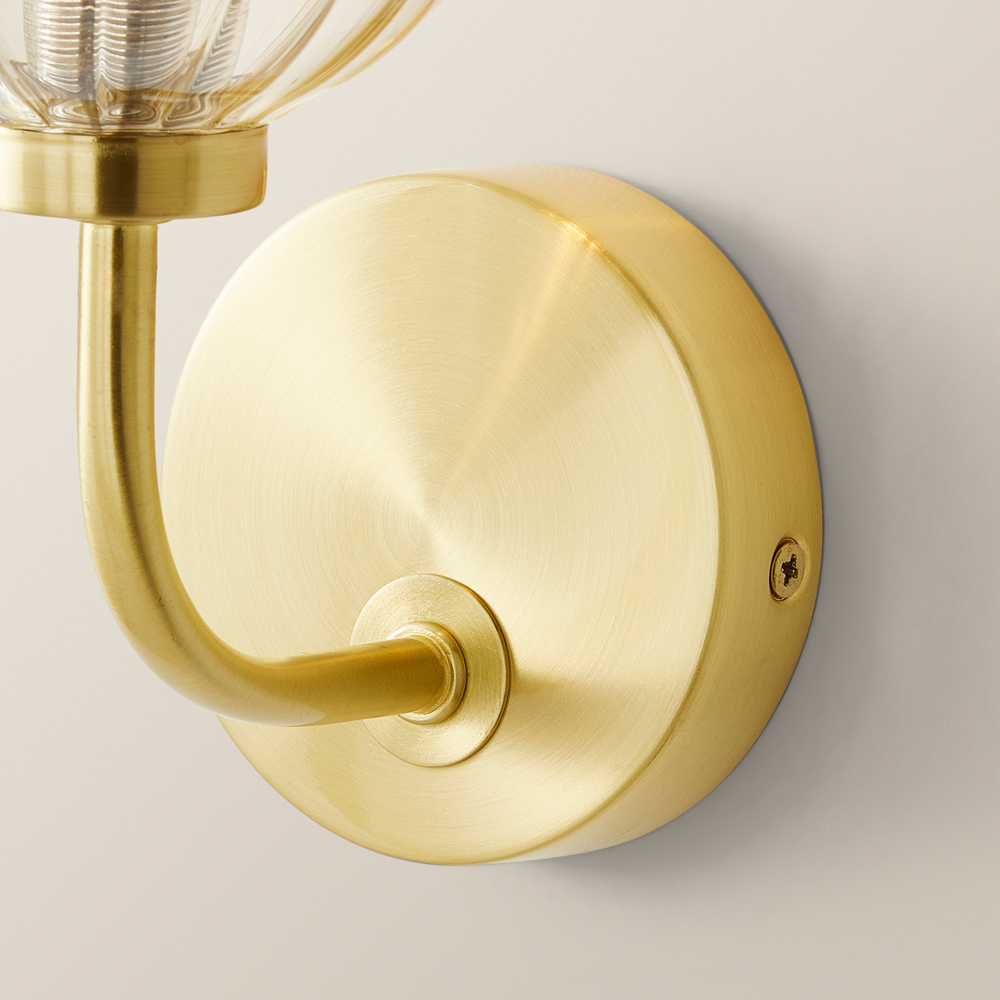 ValueLights Chessy Gold Ribbed Glass Globe Stem LED Wall Light Image 3
