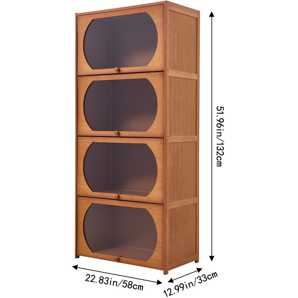 Living and Home 4 Acrylic Door Brown Bamboo Bookcase Image 9