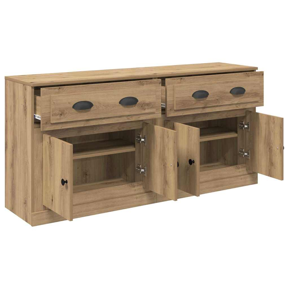 vidaXL 2 Door Single Drawer Artisan Oak Modern Sideboard Set of 2 Image 6