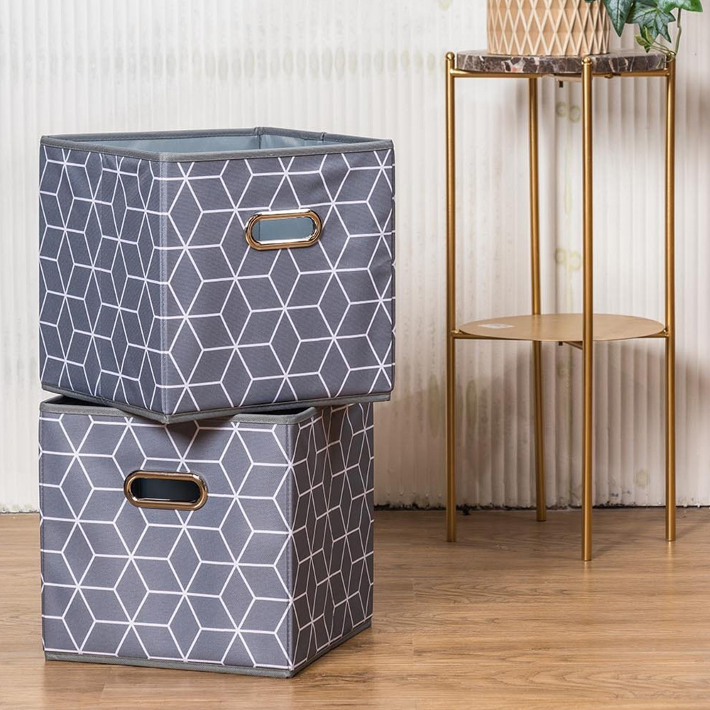 Grey Geo Cube Storage Basket Image 3