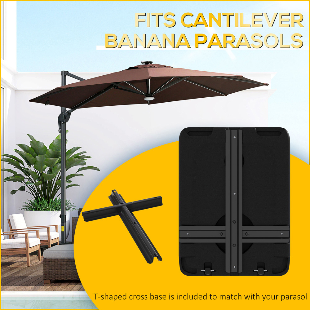 Outsunny Black Cantilever Parasol Base with Wheels Image 4