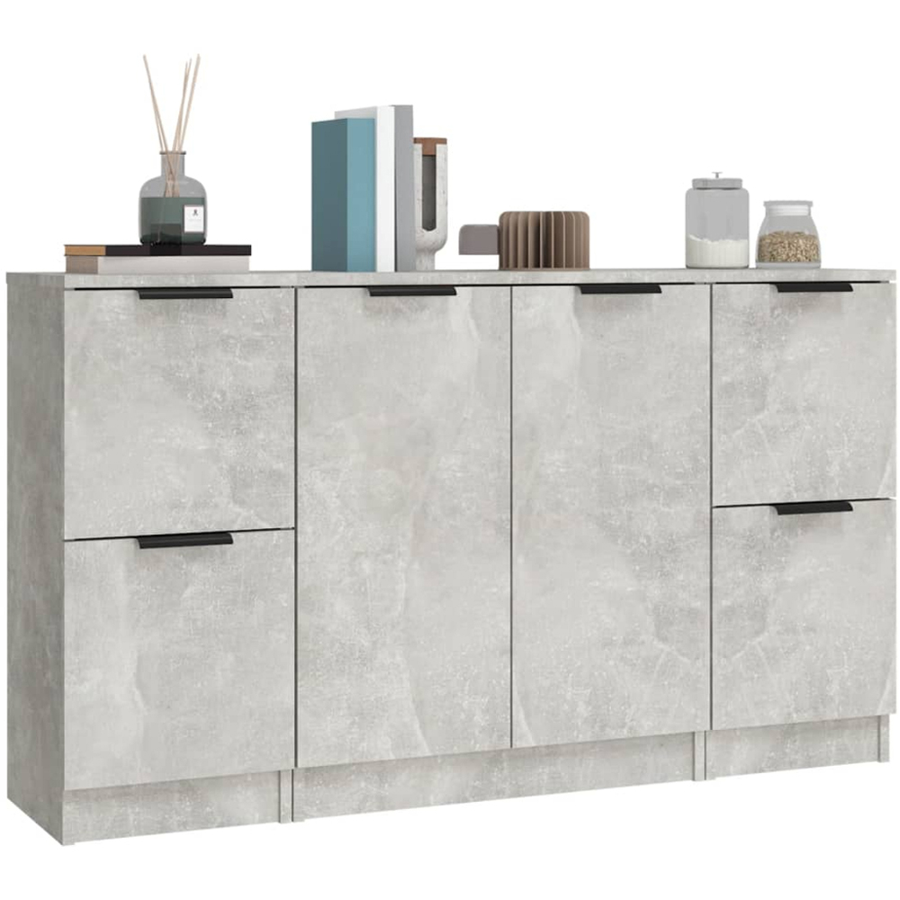 vidaXL Concrete Grey Wooden Sideboard 3 Piece Image 3