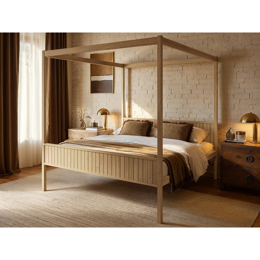 Flair Maddy Super King Size Natural 4 Poster Bed Image 5