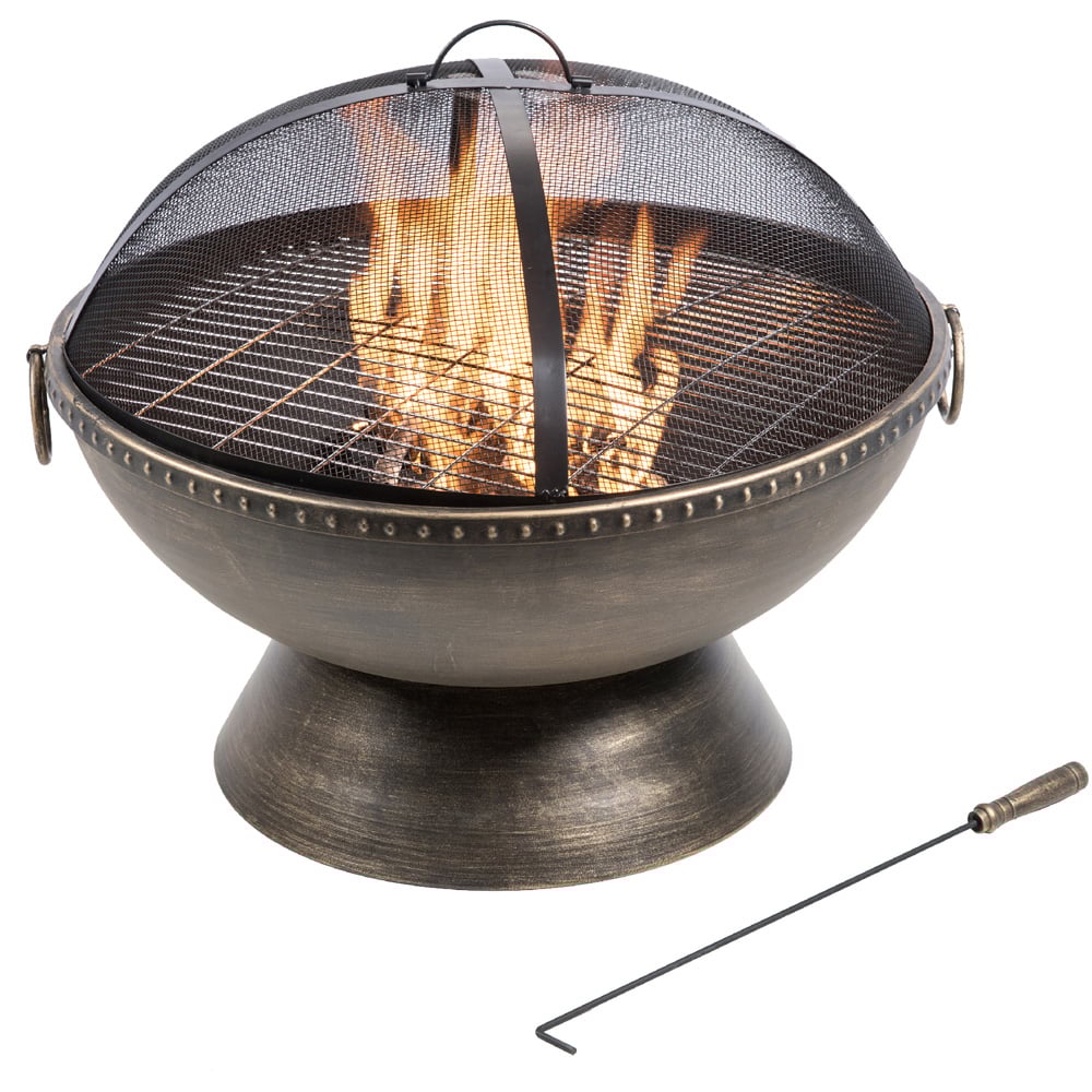 Teamson Home Round Steel Wood Burning Fire Pit 29 inch Image 3