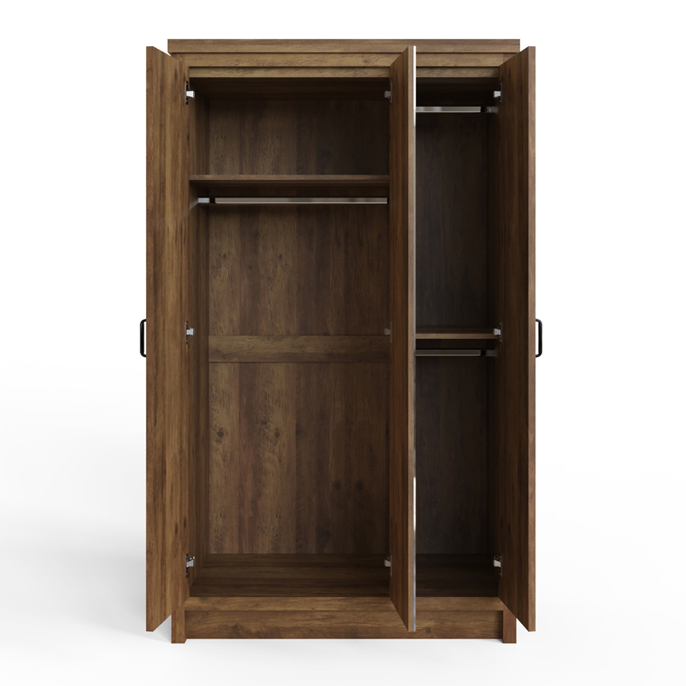 GFW Boston 3 Door Knotty Oak Mirrored Wardrobe Image 5