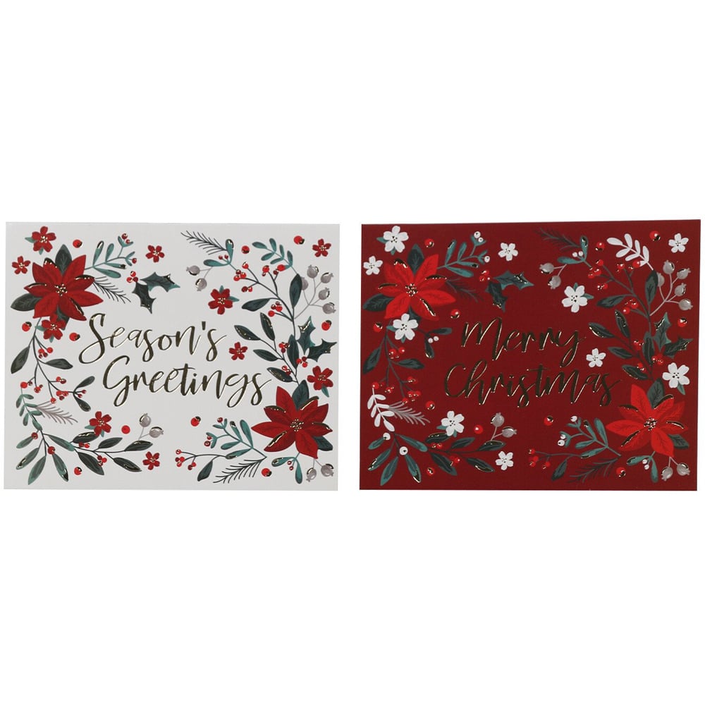 Tom Smith Red Foliage Luxury Christmas Card 20 Pack Image 1