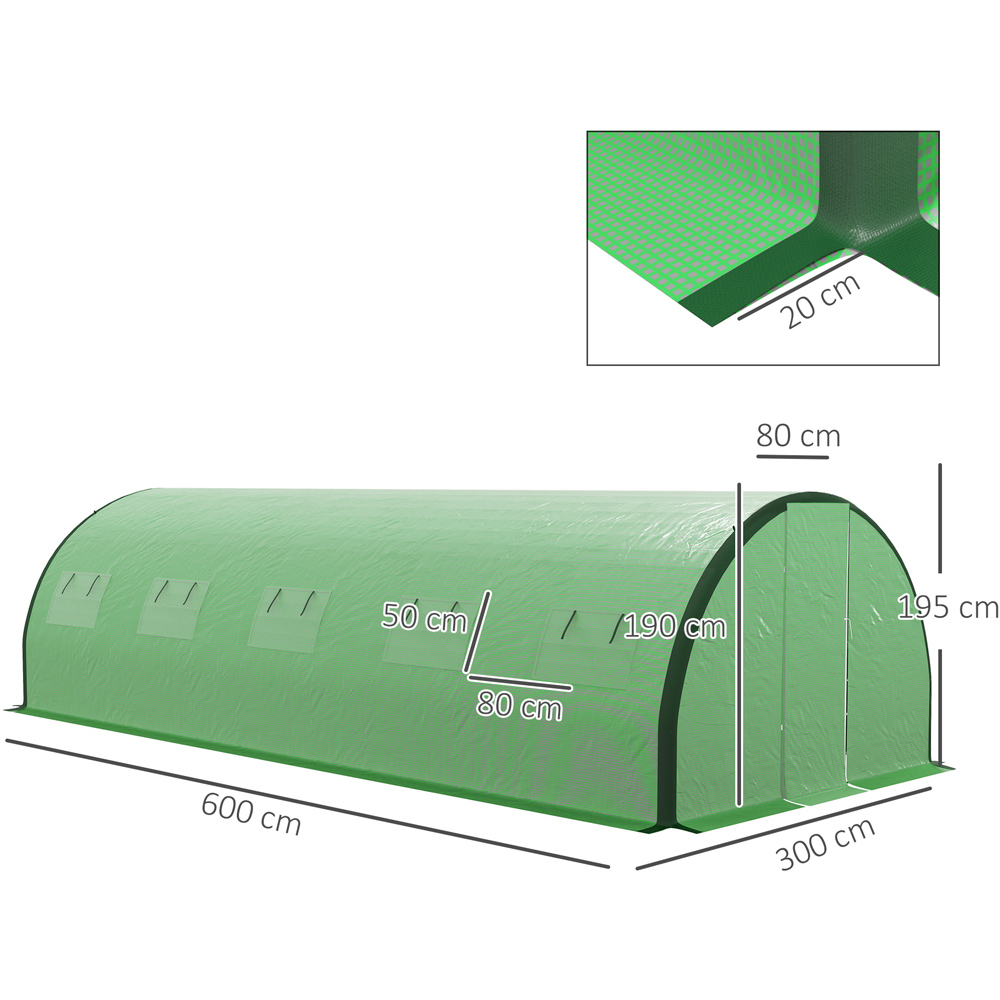 Outsunny Grey Polyethylene 19 x 9ft Walk-in Polytunnel Greenhouse Image 6