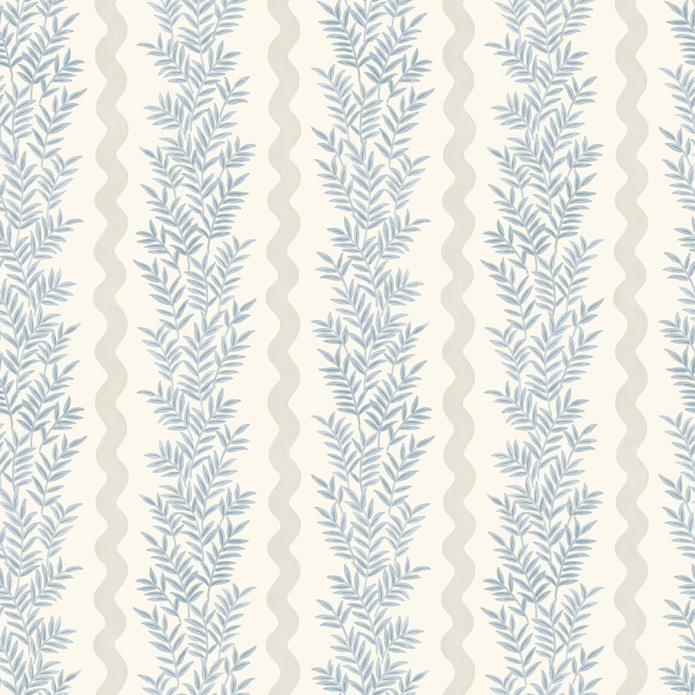 Holden Decor Foliage Stripe Neutral and Blue Wallpaper Image 1