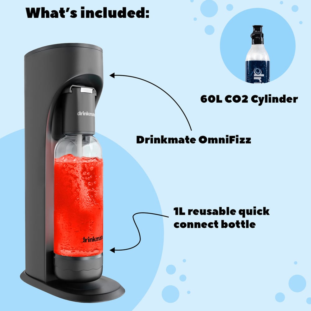 Drinkmate OmniFizz 410-08-14Z Arctic Blue Soda Maker with CO2 Cylinder Image 6