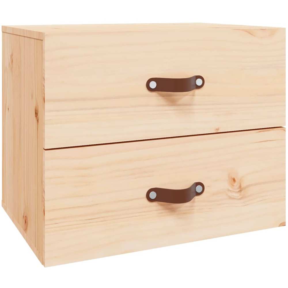 vidaXL 2 Drawer Natural Wall Mounted Bedside Cabinet Image 2