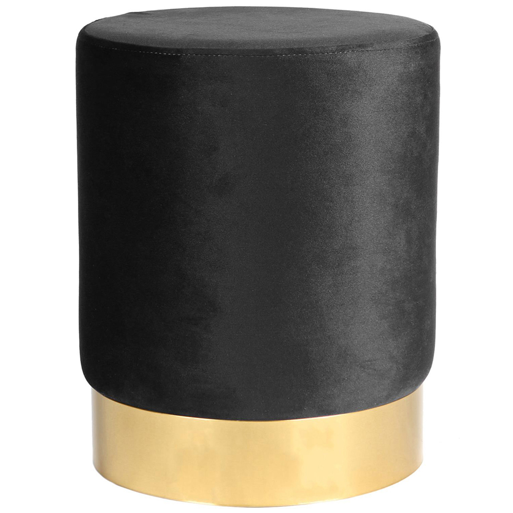 Harbour Housewares Black Velvet Round Pouffe Image 2